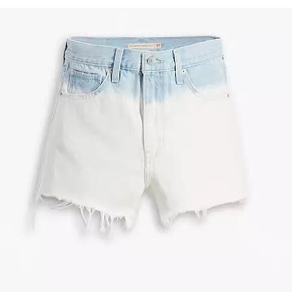 NEW Levi's Womens High Waisted Mom Shorts Cutoffs High Rise White, Blue Denim 33 - Picture 1 of 6